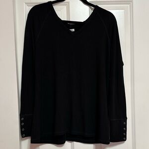 Maurices Black Long Sleeve Top with Button Cuffs